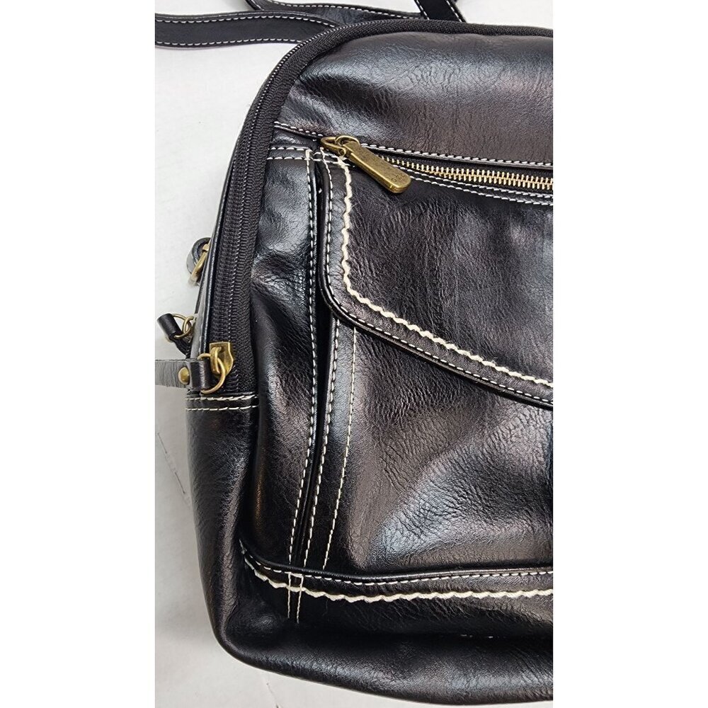 B.O.C. Black Faux Leather Mini Backpack Purse With Adjustable Straps & Gold Acce - Picture 2 of 15